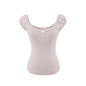 Butterfly Lace Knit T-Back Vest Women  Sweet Short Sleeve Off-Shoulder Top Slim Fit Cropped Babydoll Shirt