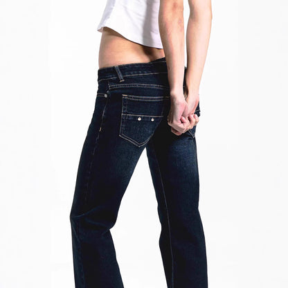 Vaqueros retro acampanados de tiro ultrabajo Y2K, pantalones de moda ajustados estilo urbano, tendencia ins
