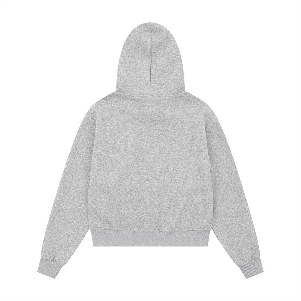 Hoodie with Detachable Fur Collar  Letter Print with Rivet Decoration