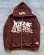 Sudadera con capucha y cremallera con estampado digital, estilo streetwear, Y2K, gótico, punk, hip-hop