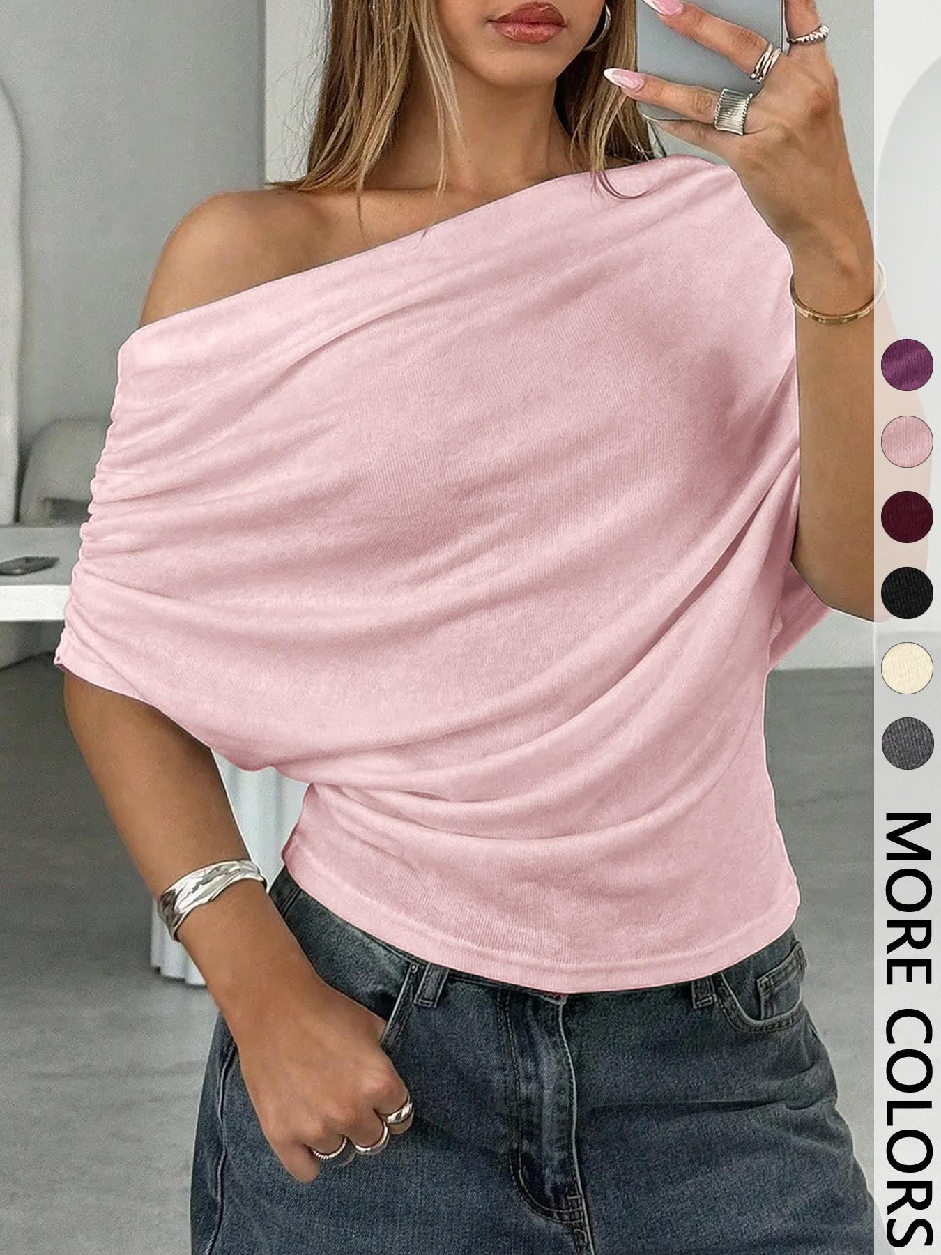 Sexy Single Shoulder Fitted Batwing Sleeve Top