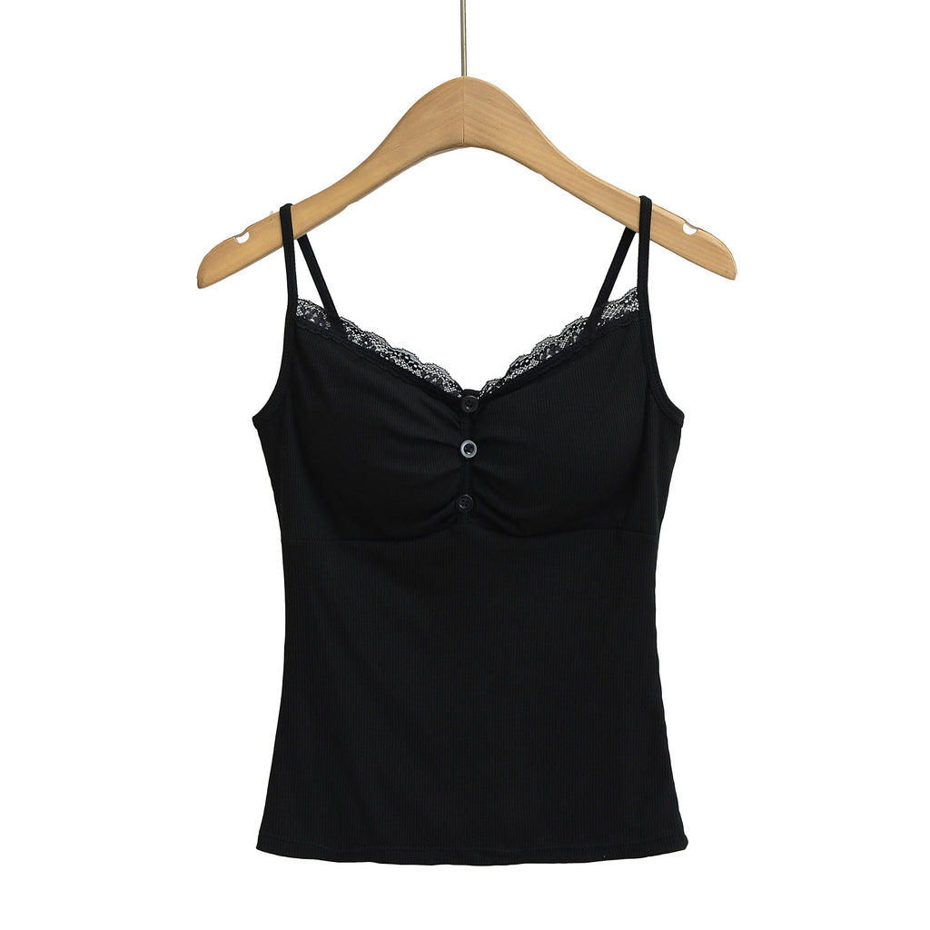 Lace edged lace camisole vest