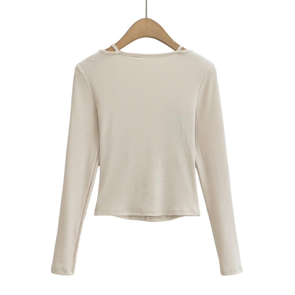 Slim lace lace long sleeved top