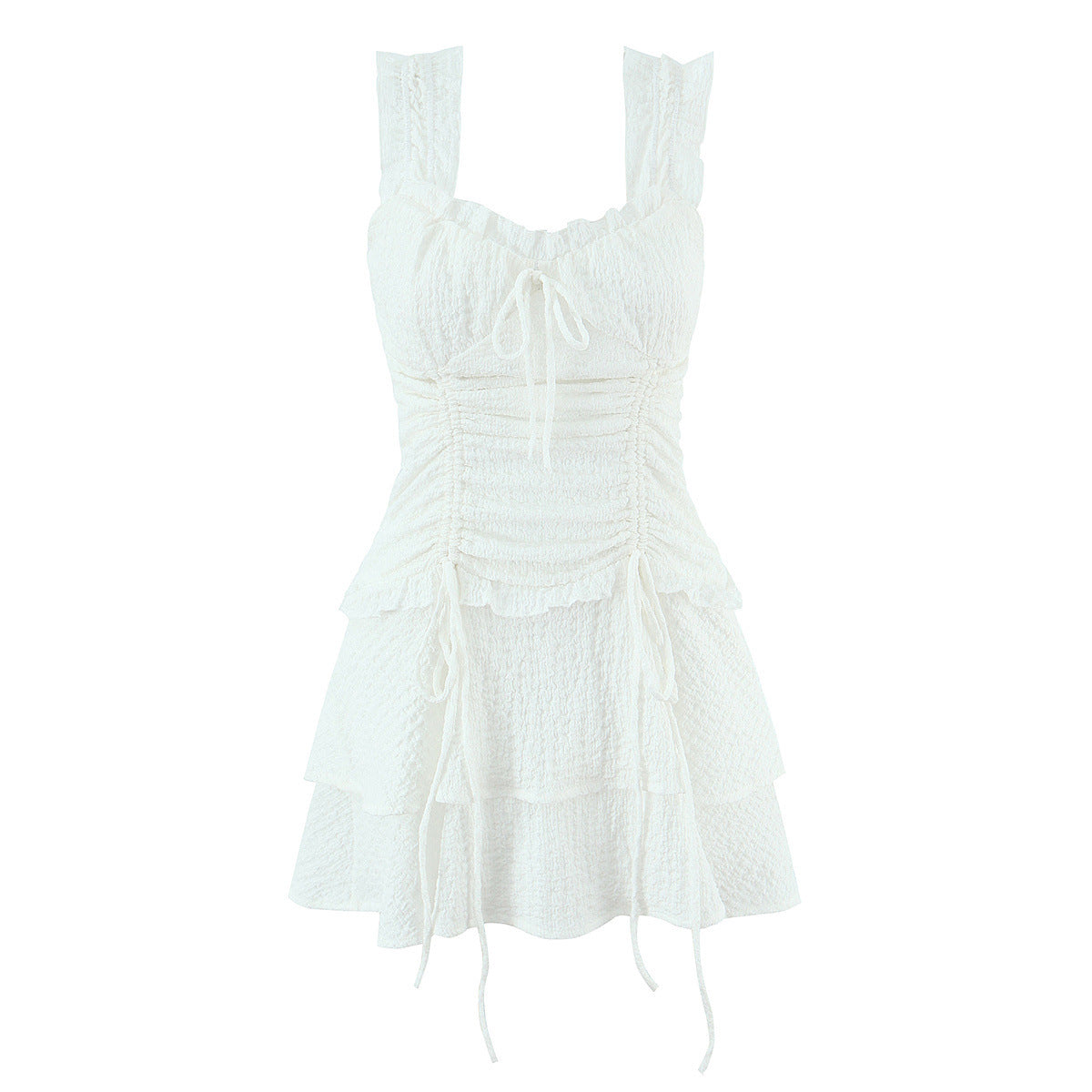 Charming Ruffle Sweetheart Sleeveless Dress