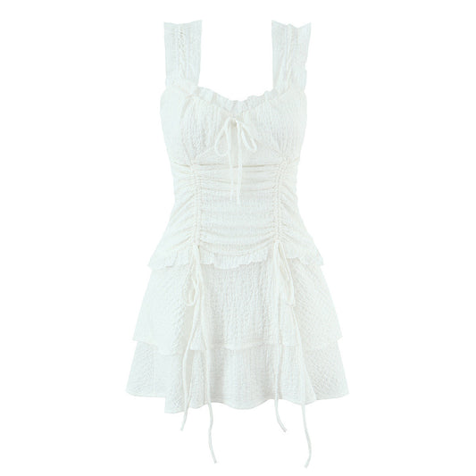Charming Ruffle Sweetheart Sleeveless Dress