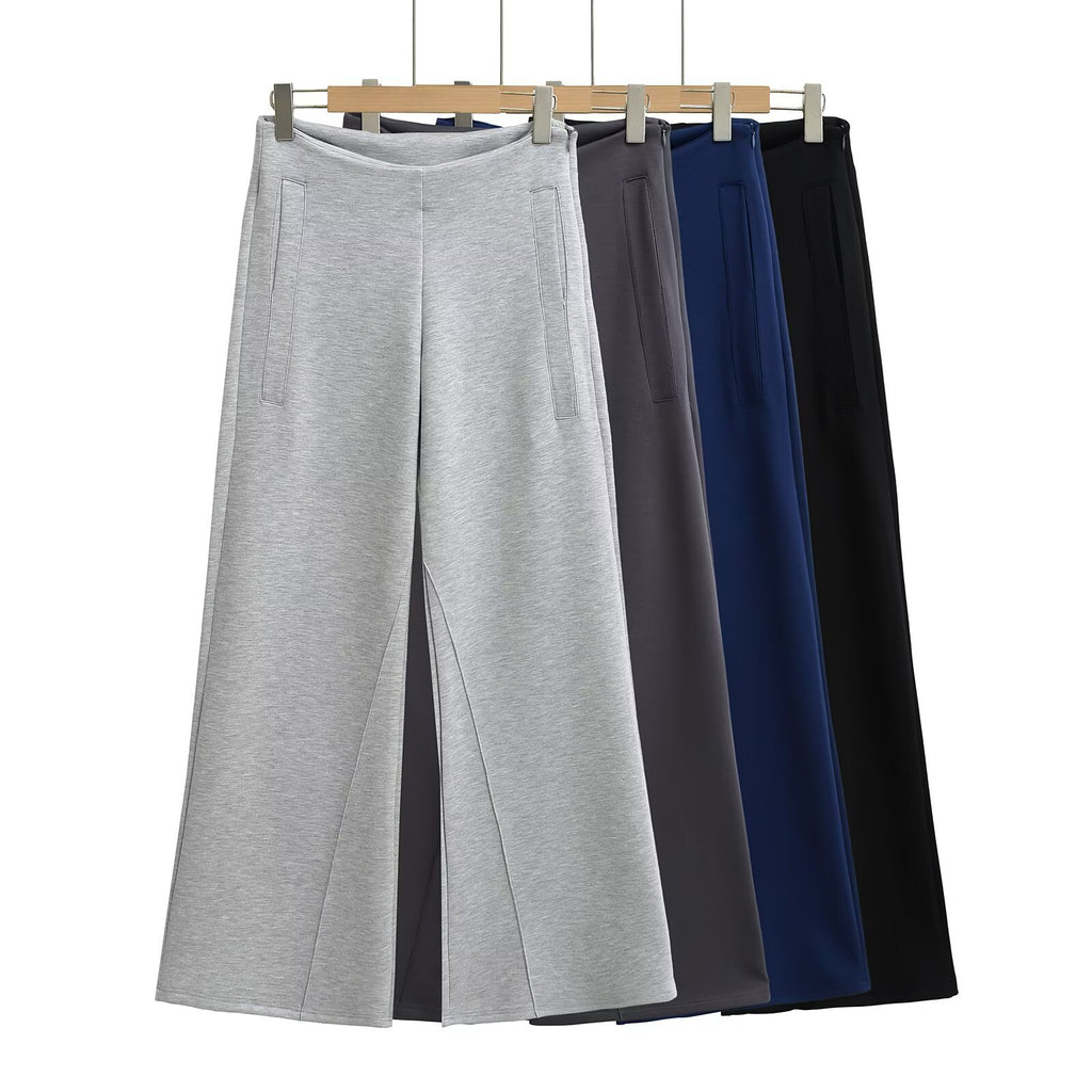 Loose Low Waist Straight Leg Flared Floor-Length Casual Pants