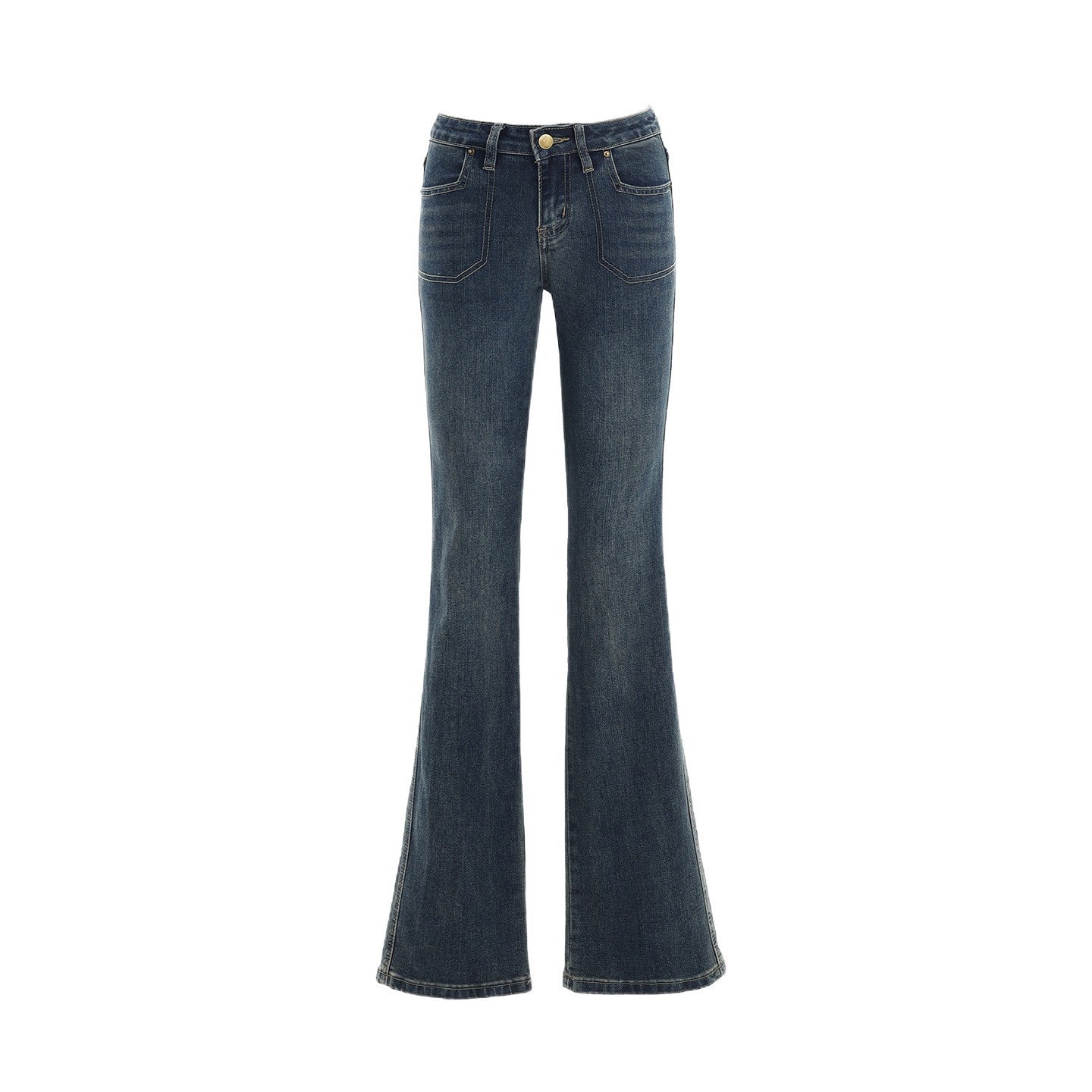 Pantalones vaqueros acampanados de tiro bajo azules para mujer