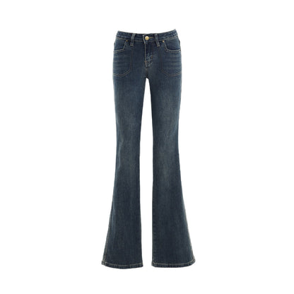 Pantalones vaqueros acampanados de tiro bajo azules para mujer