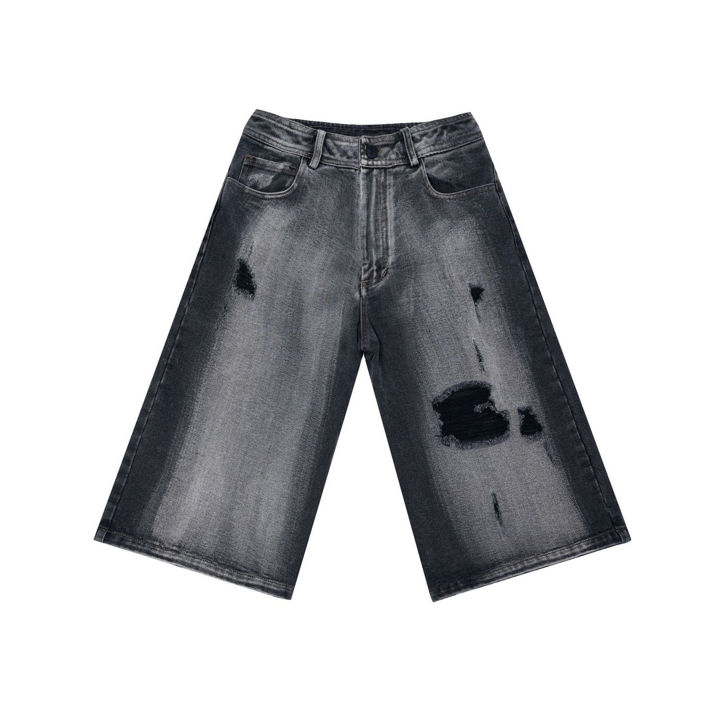 Pantalones cortos de mezclilla retro rotos