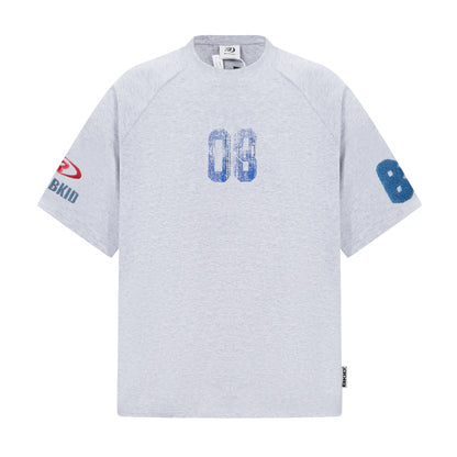 Camiseta estampada bordada Top de pareja perezosa del campus