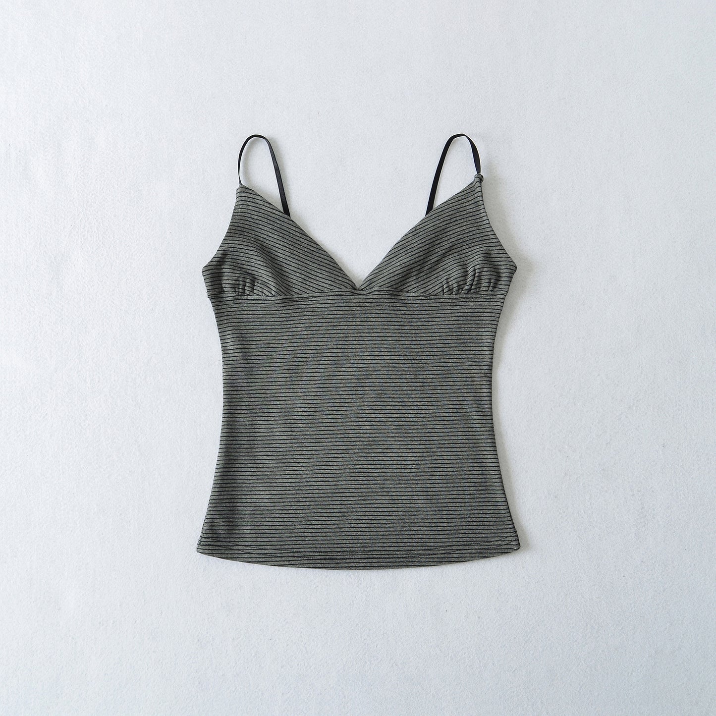Camiseta sin mangas con cuello de pico a rayas