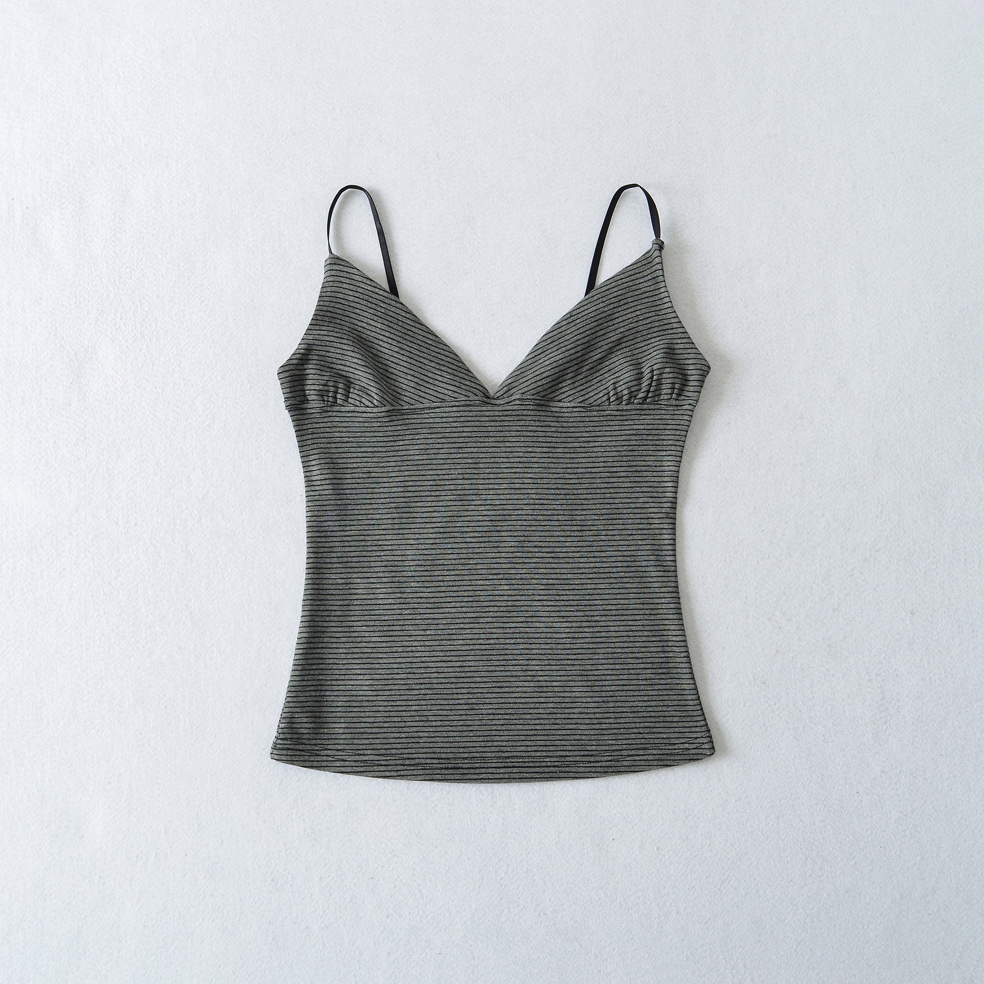 Striped V-neck tank top