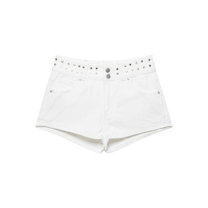 Pantalones cortos de mezclilla casuales versátiles de tiro bajo con estrellas