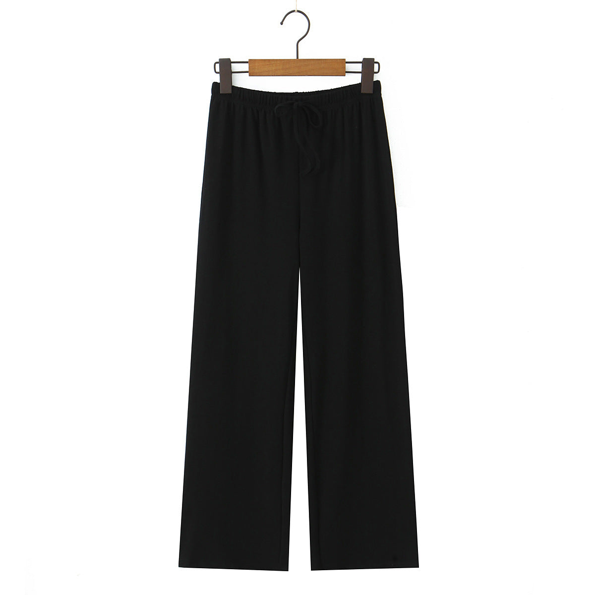 Striped straight tube elastic drawstring low waist knitted wide leg pants casual pants