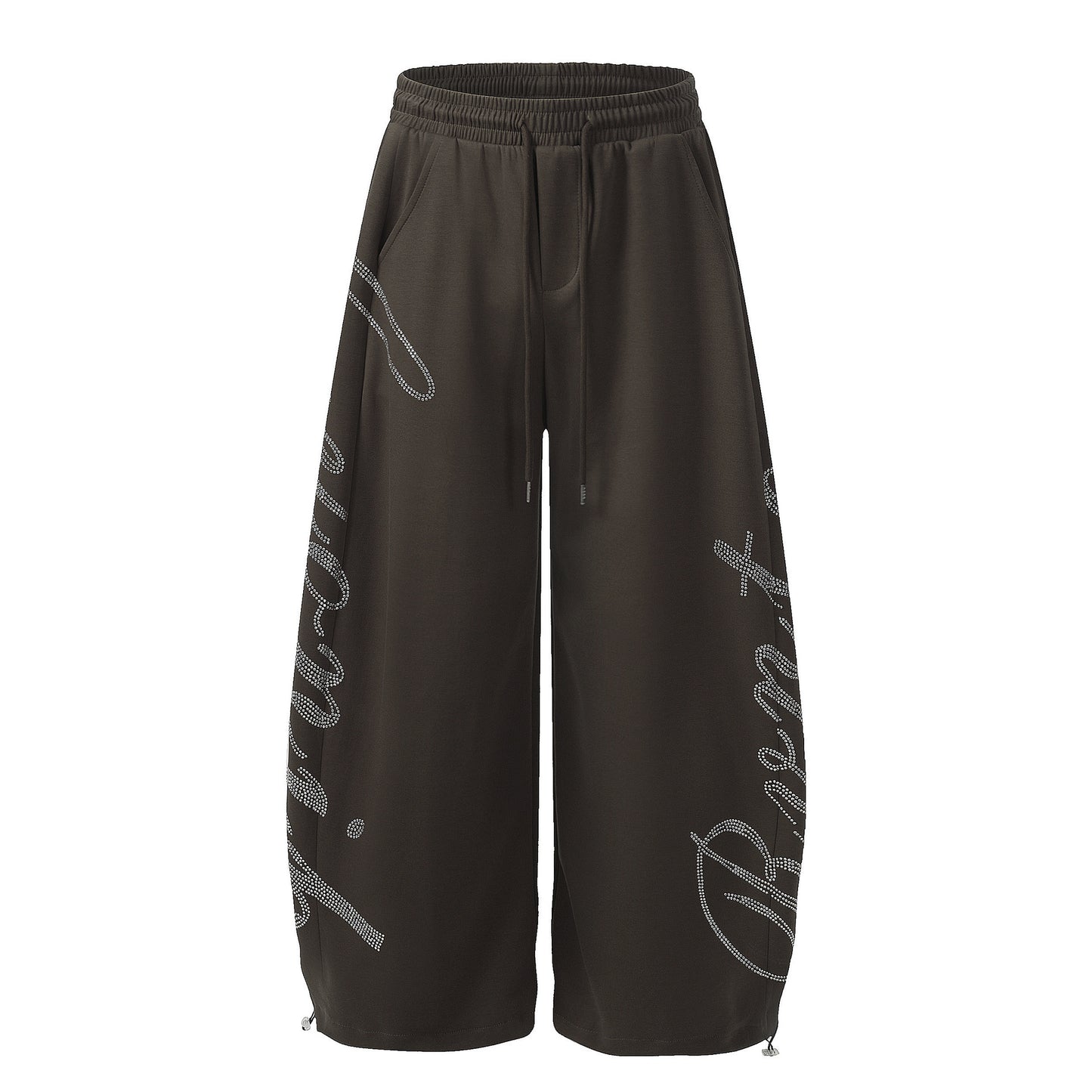 Letter hot stamping diamond drawstring curved knife sweatpants