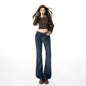 Pantalones vaqueros acampanados de tiro bajo azules para mujer