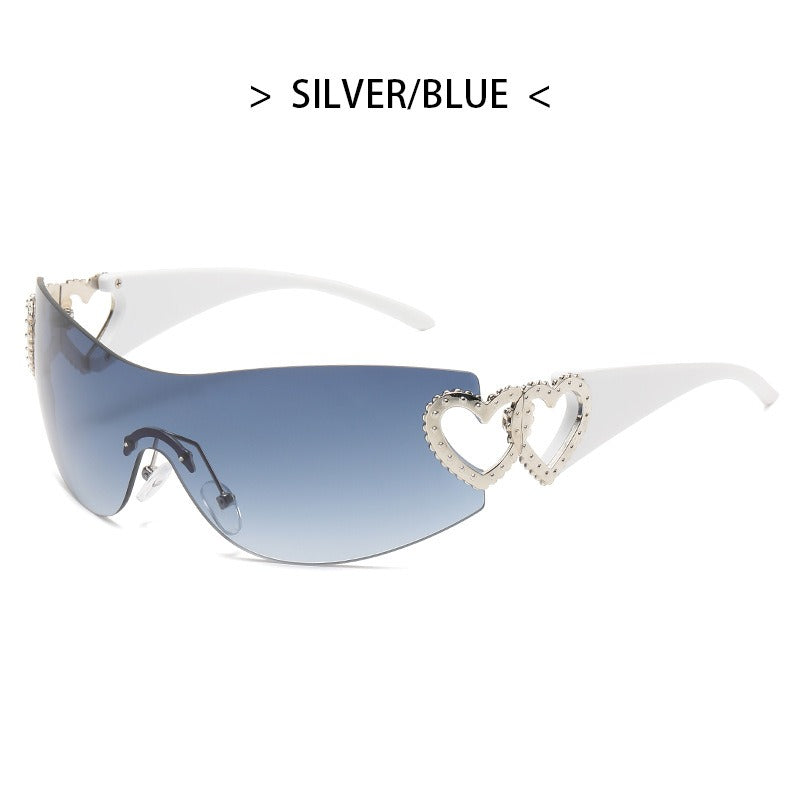 Fashion New One-Piece Sunglasses Y2K Millennium Hot Girl Style Rimless Sunglasses Vintage Modern Glasses