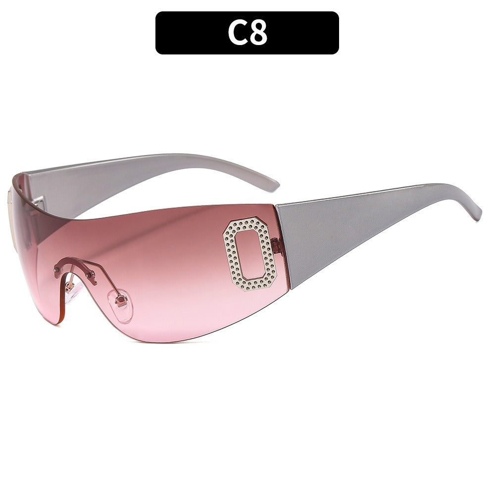 New Y2K Spice Girl Sunglasses Letter Integrated Sunvisor Sunglasses Women's Advanced Slimming Glasses