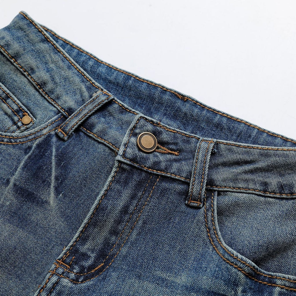 Mid low waist floor length flared pants jeans