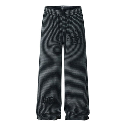 Lazy striped curved knife sweatpants