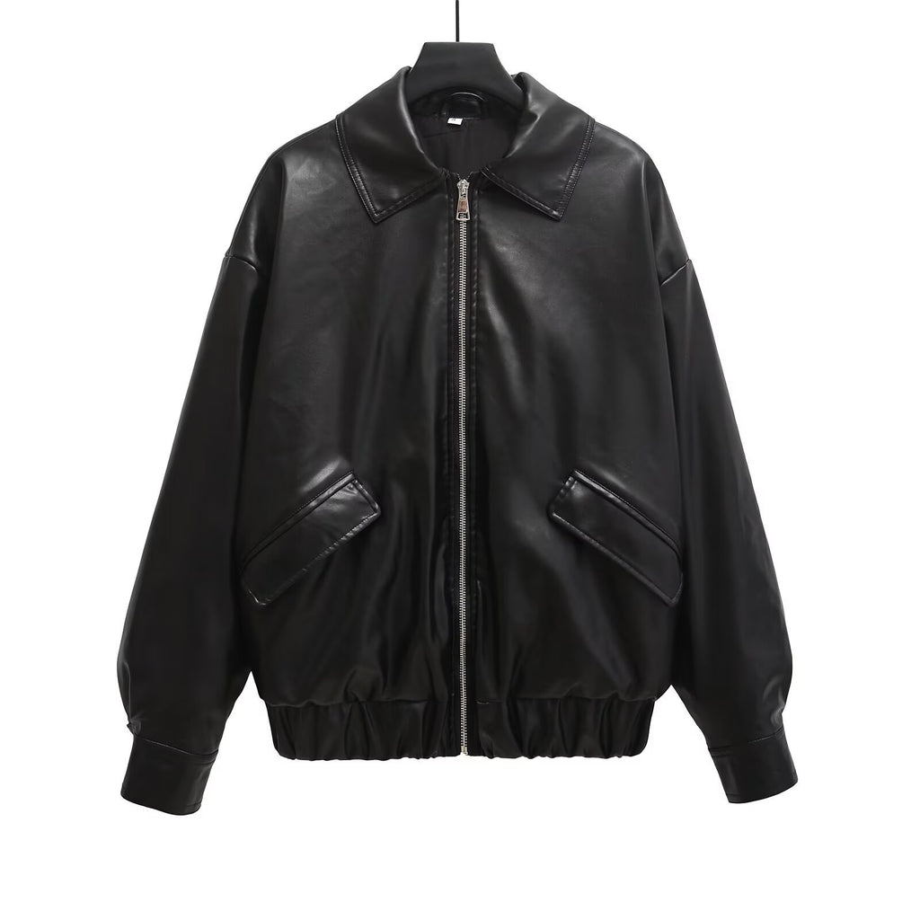 Imitation leather jacket and leather jacket