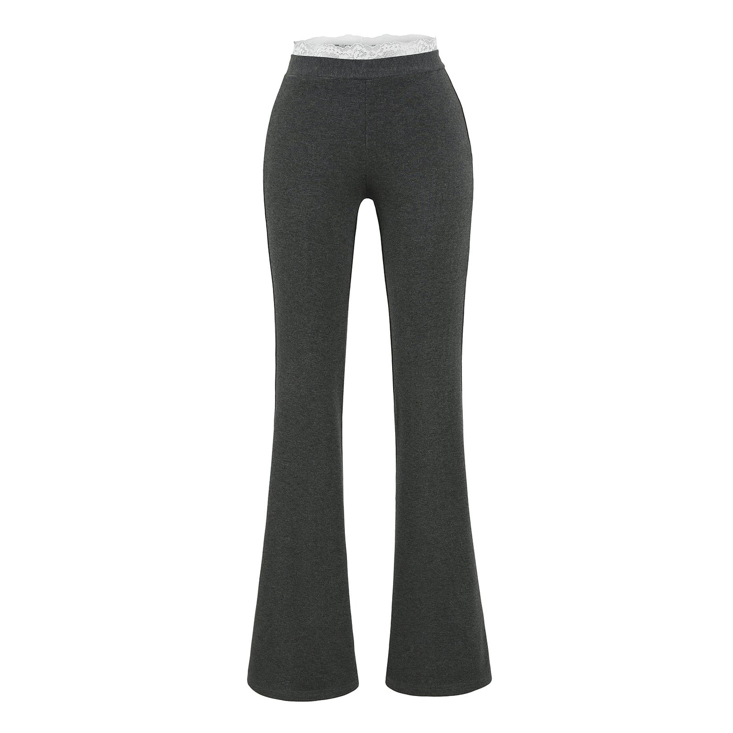 Pantalón de encaje acampanado de talle bajo