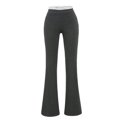 Pantalón de encaje acampanado de talle bajo
