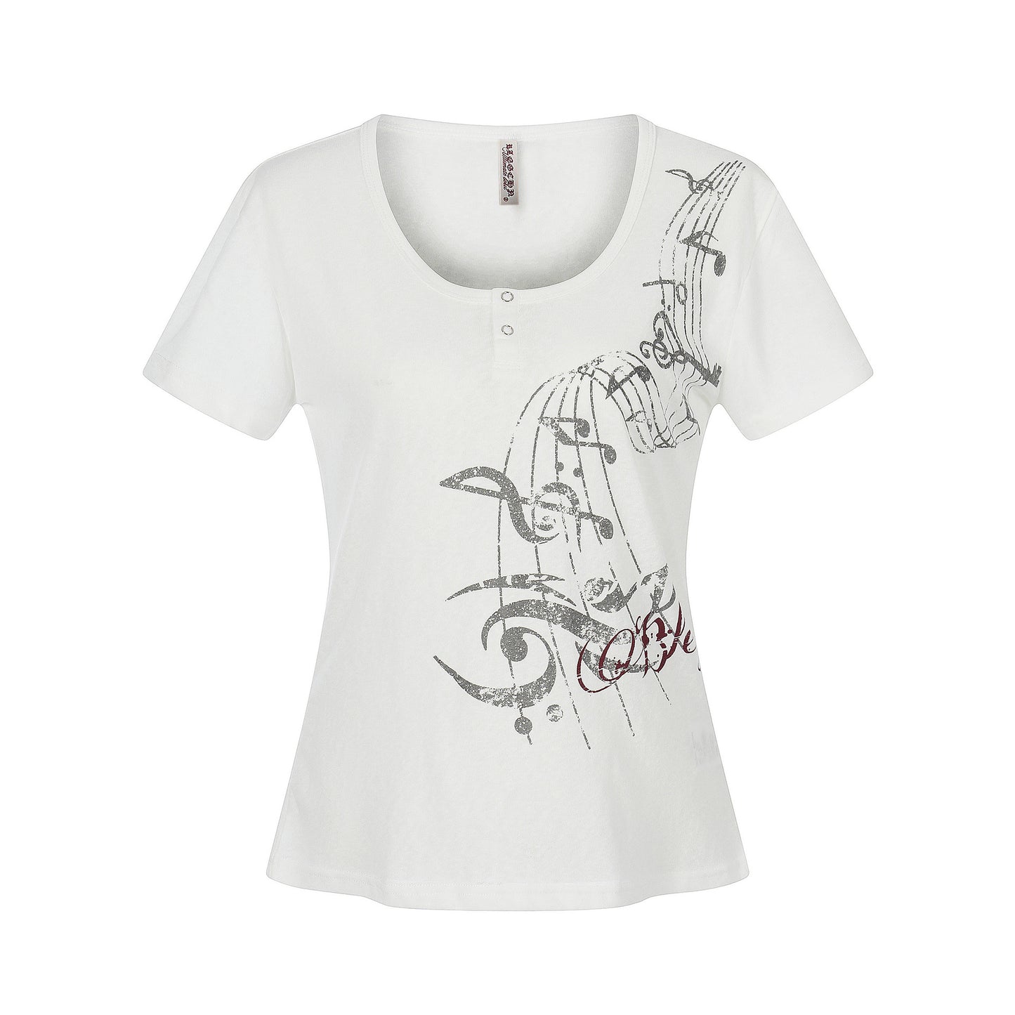 Print Henley Neck Short Sleeve T-Shirt Texture Casual Breathable Comfortable Top