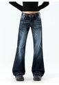 Retro Blue Gray Flared Jeans High Waist Slim Fit Skinny Bootcut Pants