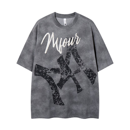 Camiseta de manga corta de algodón oversize estilo tie-dye