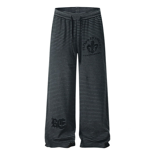 Lazy striped curved knife sweatpants