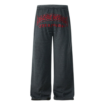 Lazy striped curved knife sweatpants