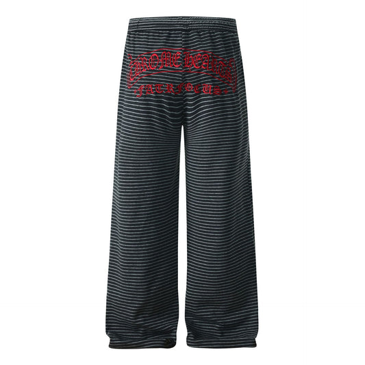 Lazy striped curved knife sweatpants