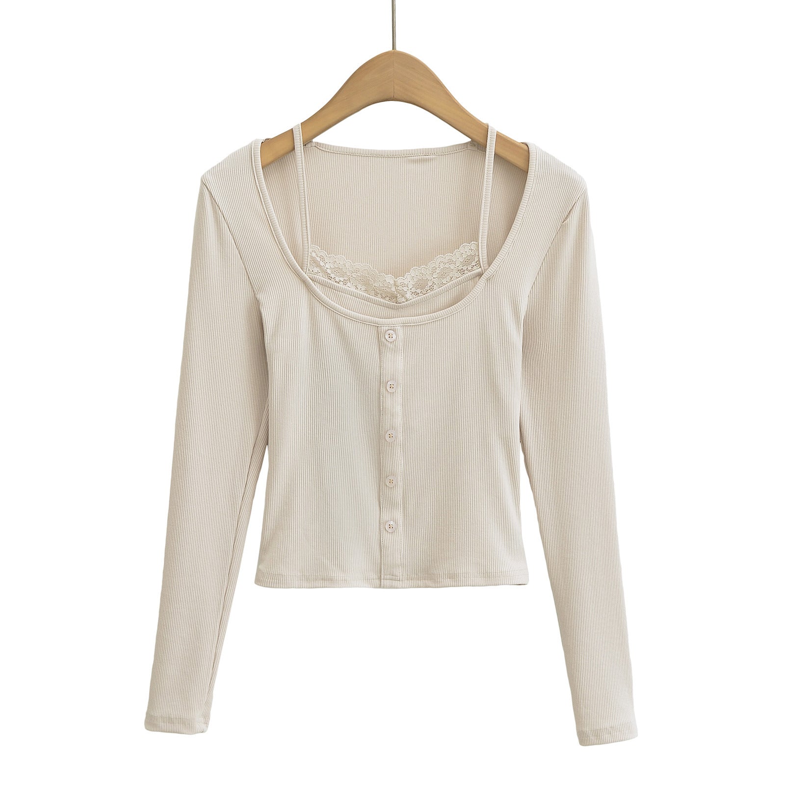 Slim lace lace long sleeved top