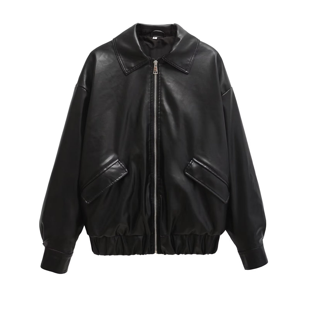 Imitation leather jacket and leather jacket
