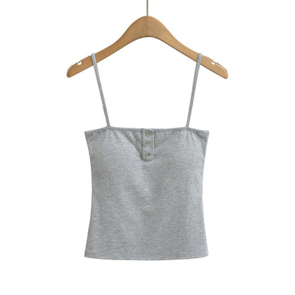 Sexy Metal Button Fitted Camisole Top