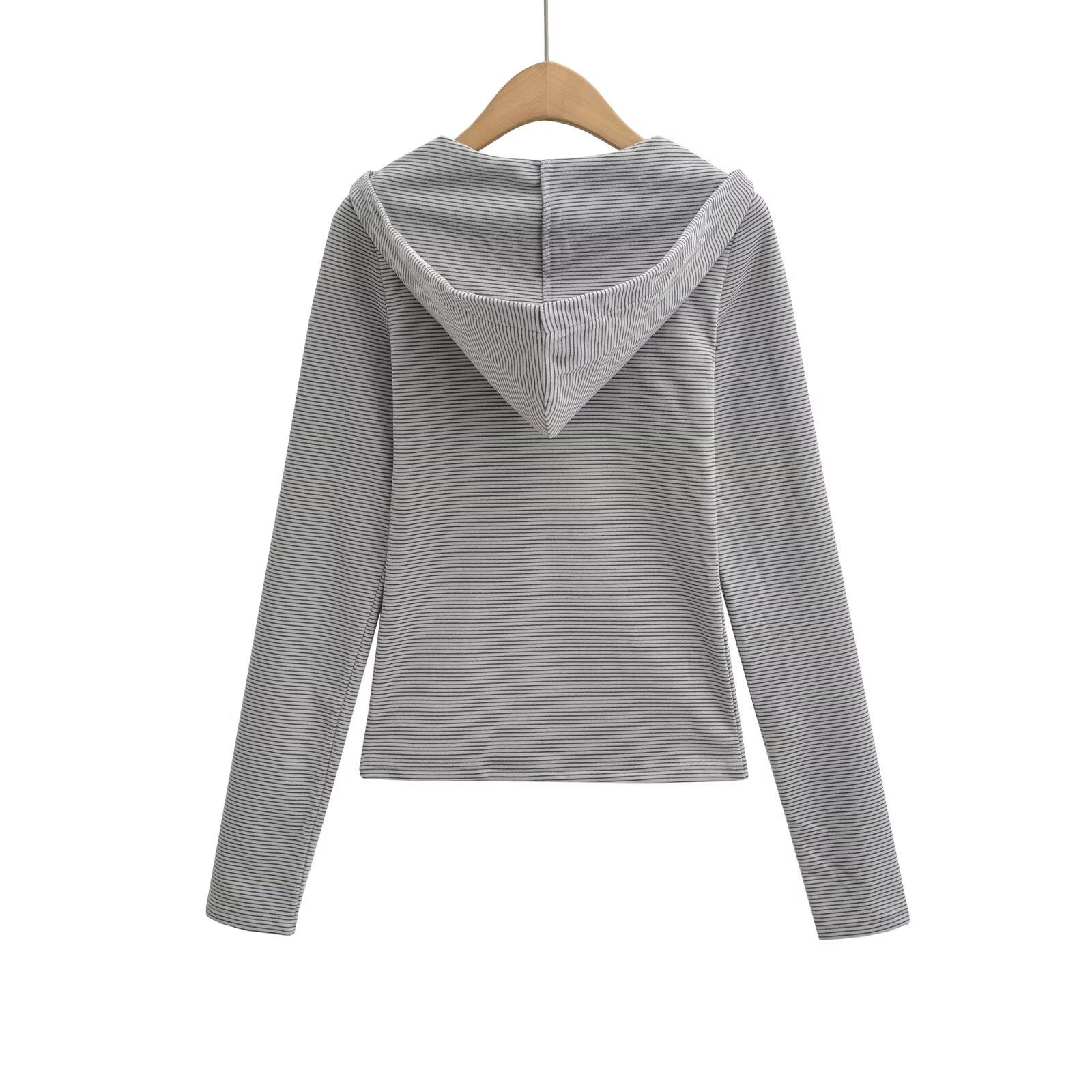 Striped retro striped long sleeved hooded top