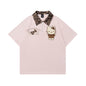 Playera tipo polo con cuello y bloques de color bordada de Hello Kitty