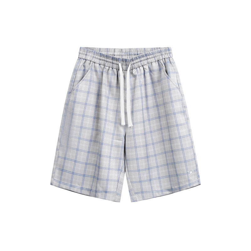 Casual Loose Fit Plaid Shorts Relaxed Beach-Style Half Pants