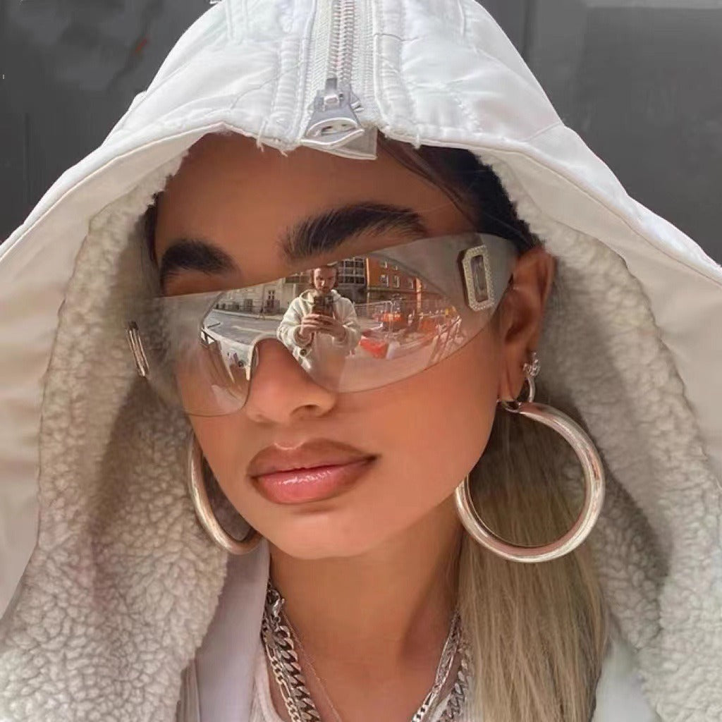 Nuevas gafas de sol Y2K Spice Girl con letras, gafas de sol integradas con visera, gafas adelgazantes avanzadas para mujer
