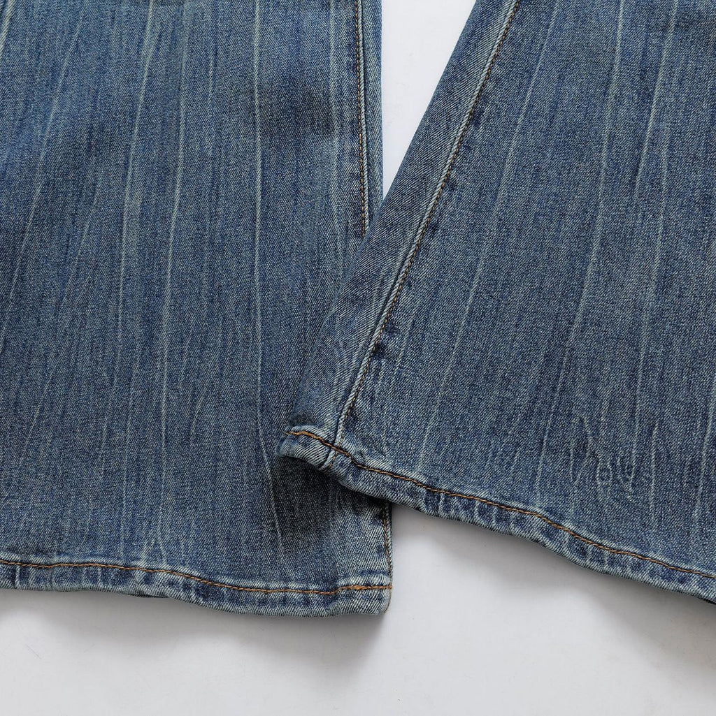 Mid low waist floor length flared pants jeans