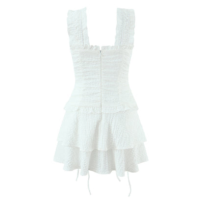 Charming Ruffle Sweetheart Sleeveless Dress