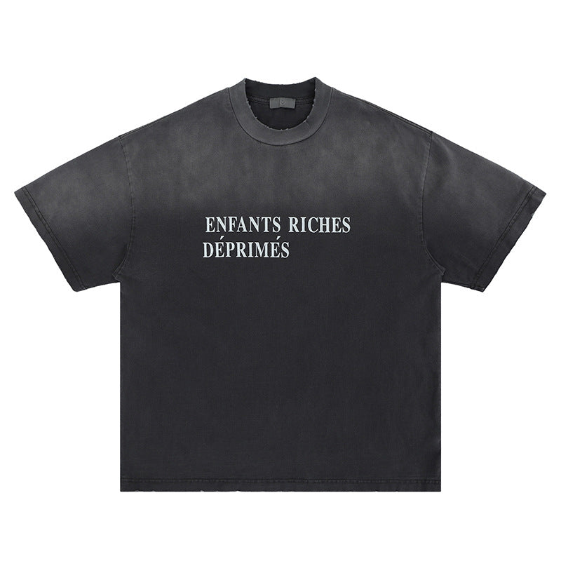 Fashion Streetwear Washed Faded Oversized Short Sleeve T-Shirt