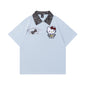 Playera tipo polo con cuello y bloques de color bordada de Hello Kitty