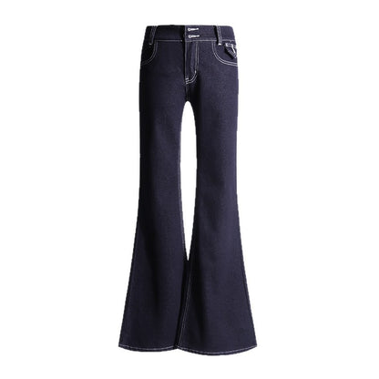 Pantalones vaqueros acampanados Deep Blue de talle bajo ajustados y elásticos