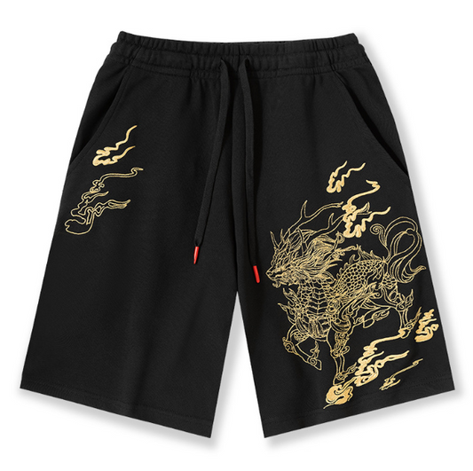 Pantalones cortos bordados Kylin, pantalones sanitarios finos de algodón de verano, pantalones informales de moda de verano, pantalones rectos de 5 puntos