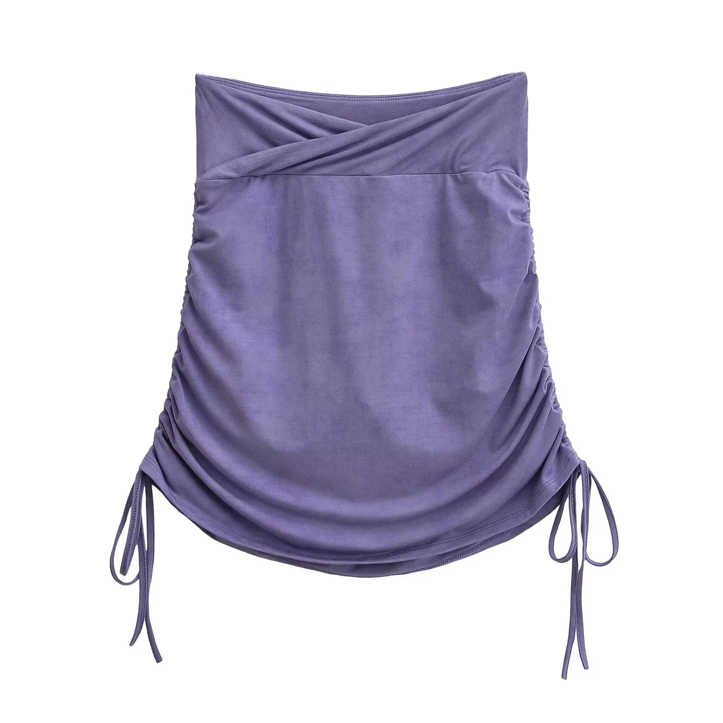 Minifalda corta ajustada de talle alto elástico plisada ajustable tie dye