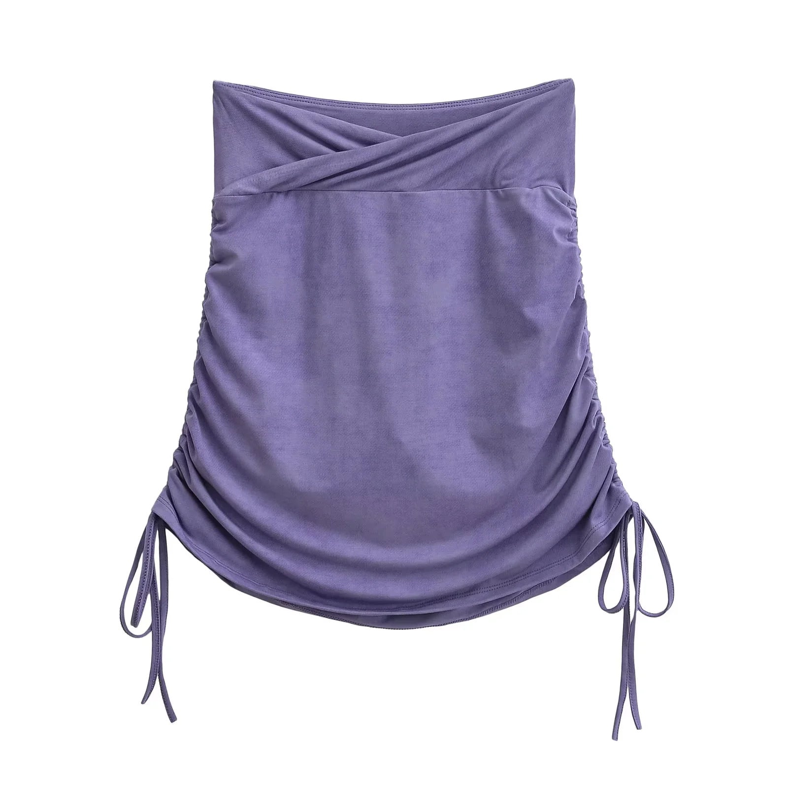 Tie dye adjustable pleated high waist high elastic hip hugging short skirt
