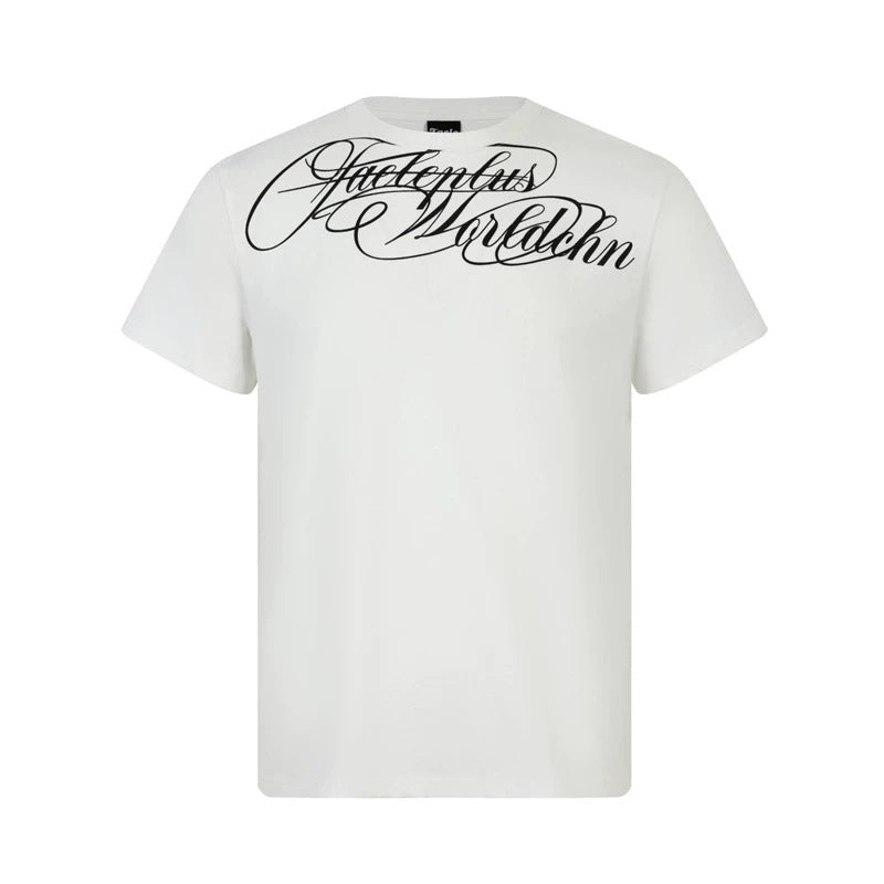 Water grass writing English letter printed short sleeved T-shirt