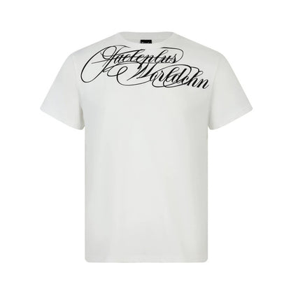 Water grass writing English letter printed short sleeved T-shirt